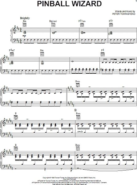 Pinball Wizard - Piano/Vocal/Guitar, New, Main