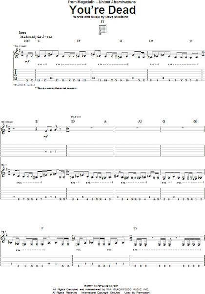 You're Dead - Guitar TAB, New, Main