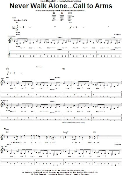 Never Walk Alone...Call To Arms - Guitar TAB, New, Main