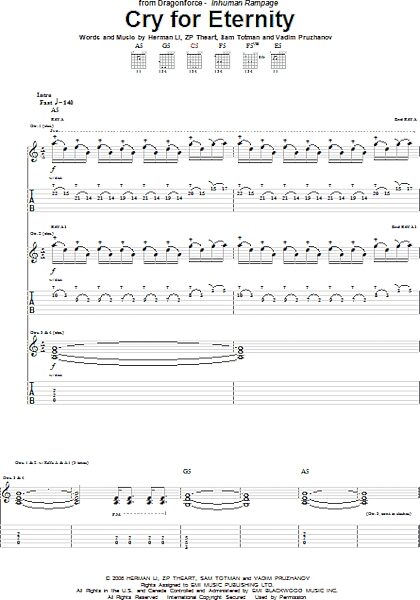 Cry For Eternity - Guitar TAB, New, Main