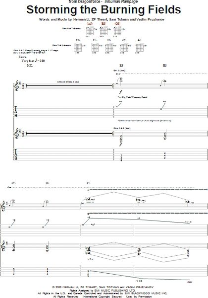 Storming The Burning Fields - Guitar TAB, New, Main