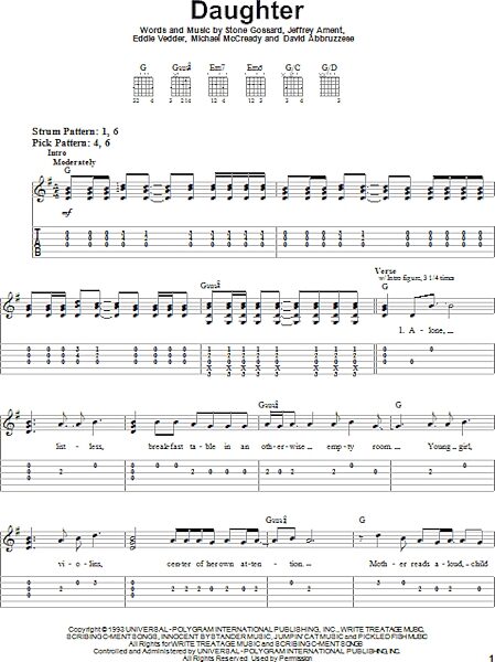 Daughter - Easy Guitar with TAB, New, Main