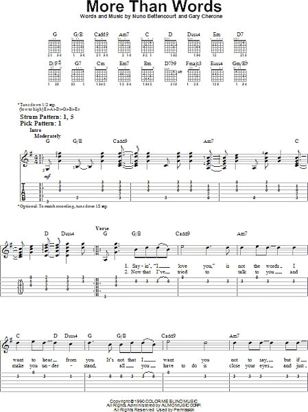 More Than Words - Easy Guitar with TAB, New, Main