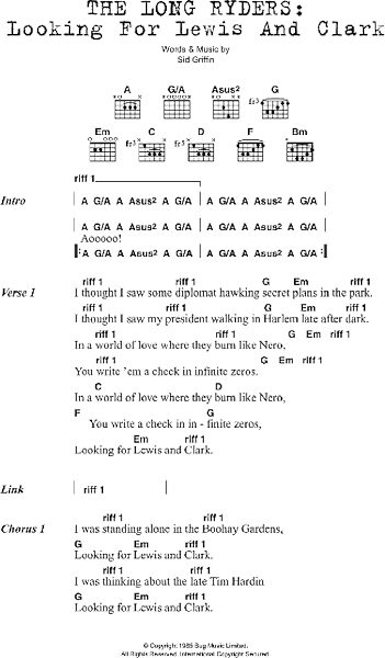 Looking For Lewis And Clark - Guitar Chords/Lyrics, New, Main
