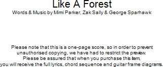 Like A Forest - Guitar Chords/Lyrics, New, Main