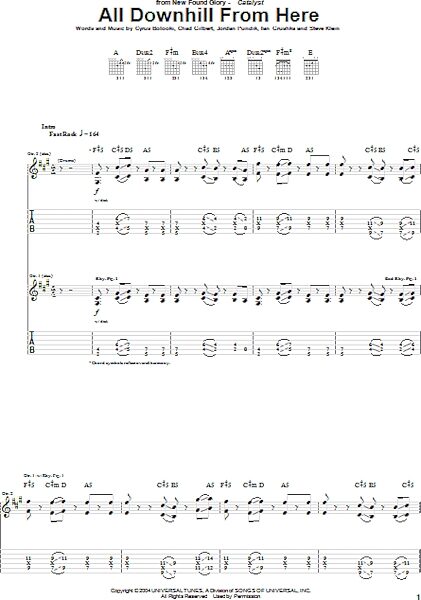 All Downhill From Here - Guitar TAB, New, Main