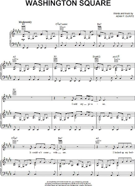 Washington Square - Piano/Vocal/Guitar, New, Main