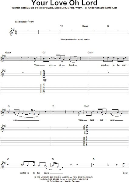 Your Love Oh Lord - Guitar Tab Play-Along, New, Main