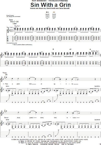 Sin With A Grin - Guitar TAB, New, Main