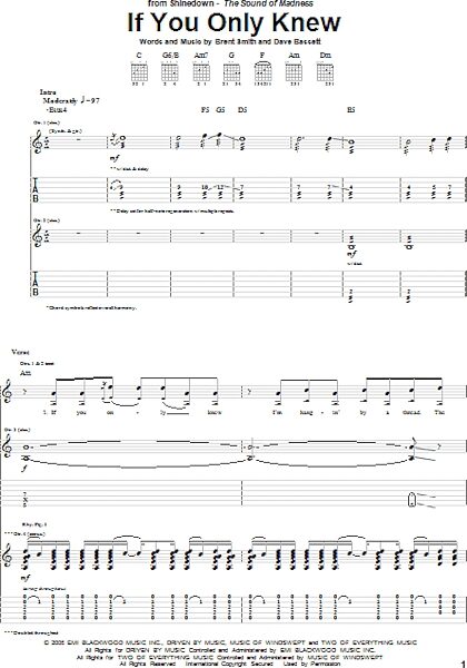 If You Only Knew - Guitar TAB, New, Main