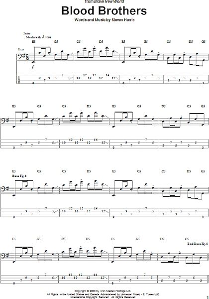 Blood Brothers - Bass Tab, New, Main