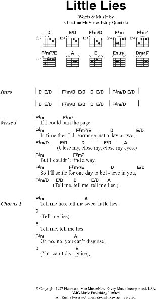 Little Lies - Guitar Chords/Lyrics, New, Main