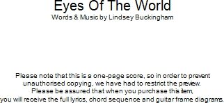 Eyes Of The World - Guitar Chords/Lyrics, New, Main