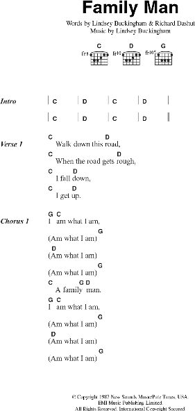 Family Man - Guitar Chords/Lyrics, New, Main