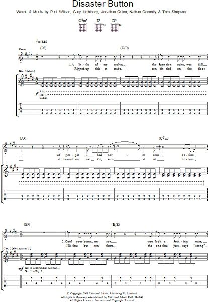 Disaster Button - Guitar TAB, New, Main