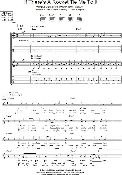 If There's A Rocket Tie Me To It - Guitar TAB, New, Main