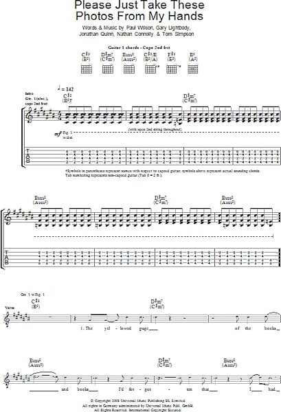 Please Just Take These Photos From My Hands - Guitar TAB, New, Main