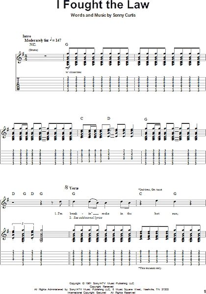 I Fought The Law - Guitar Tab Play-Along, New, Main