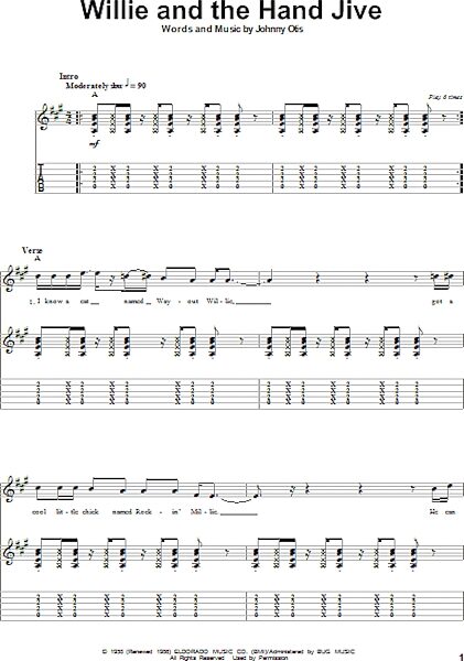 Willie And The Hand Jive - Guitar Tab Play-Along, New, Main