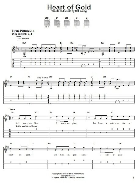Heart Of Gold - Easy Guitar with TAB, New, Main