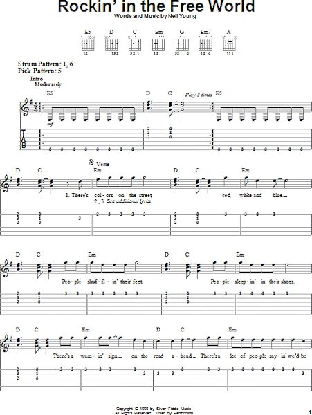 Rockin' In The Free World - Easy Guitar with TAB, New, Main