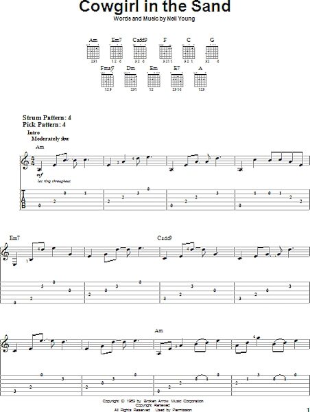 Cowgirl In The Sand - Easy Guitar with TAB, New, Main