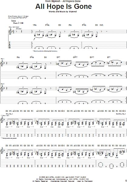 All Hope Is Gone - Guitar TAB, New, Main