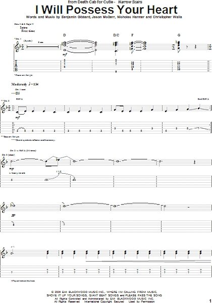 I Will Possess Your Heart - Guitar TAB, New, Main