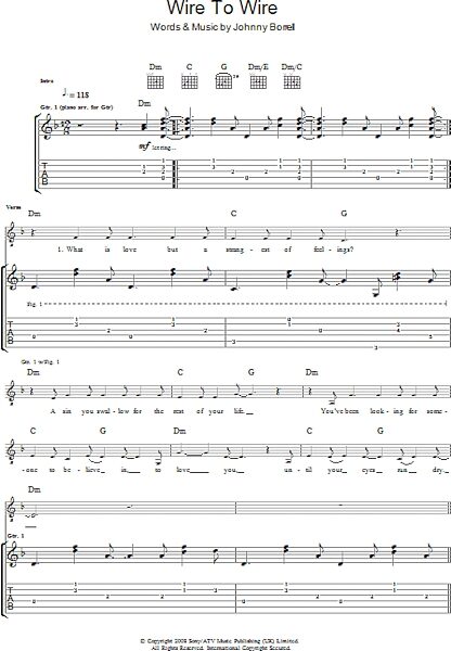 Wire To Wire - Guitar TAB, New, Main