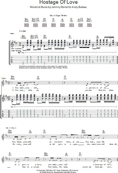 Hostage Of Love - Guitar TAB, New, Main