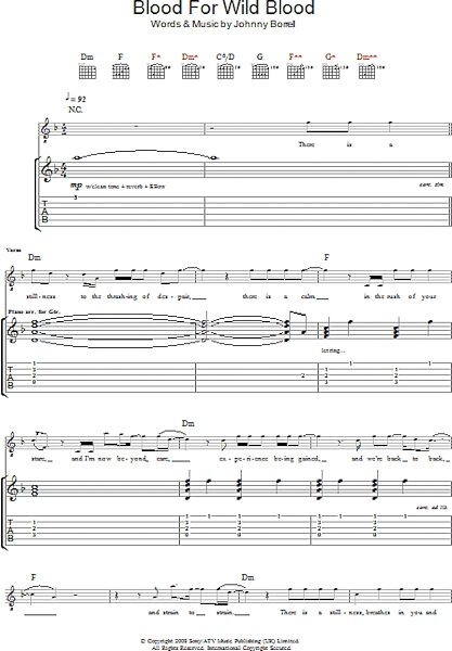 Blood For Wild Blood - Guitar TAB, New, Main