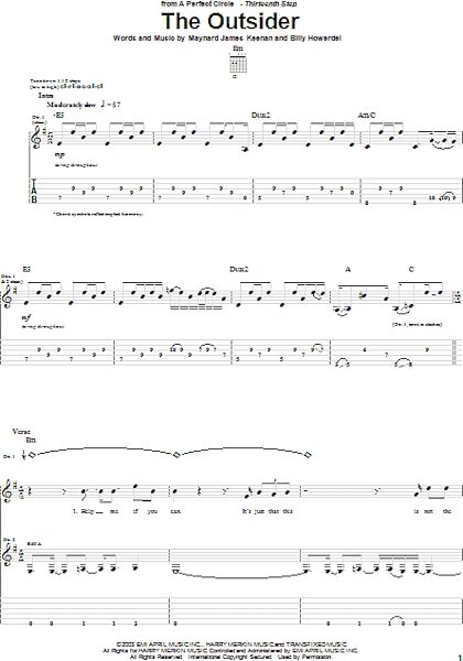 The Outsider - Guitar TAB, New, Main