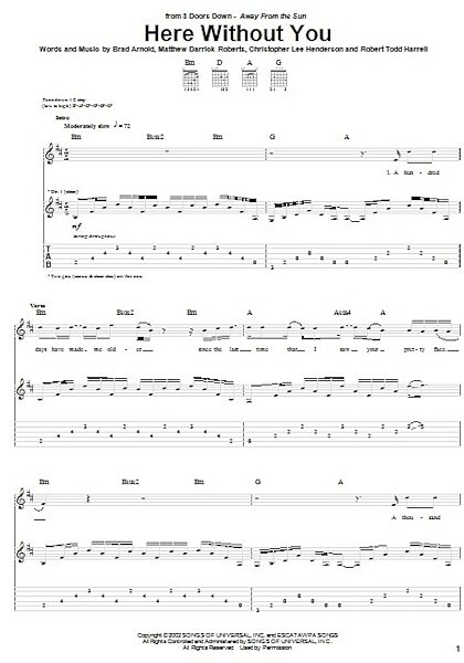 Here Without You - Guitar TAB, New, Main