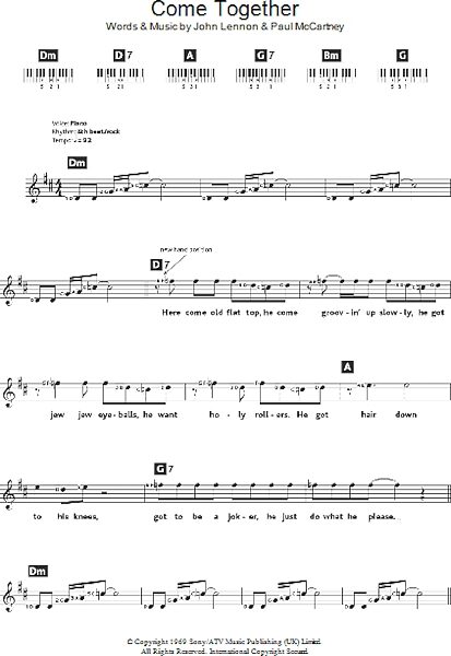 Come Together - Piano Chords/Lyrics, New, Main