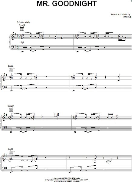Mr. Goodnight - Piano/Vocal/Guitar, New, Main