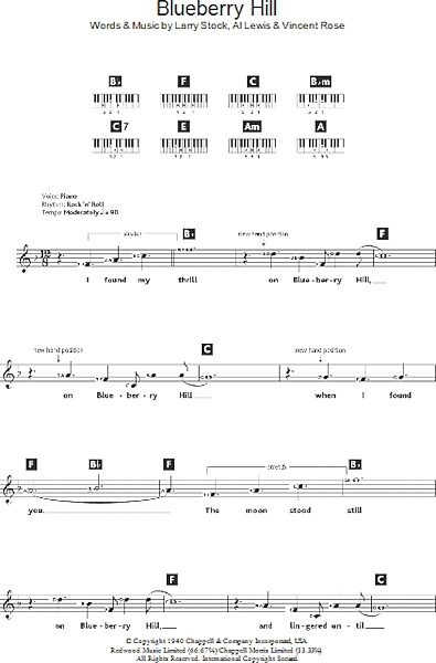Blueberry Hill - Piano Chords/Lyrics, New, Main