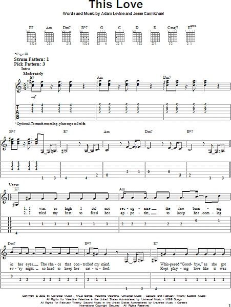 This Love - Easy Guitar with TAB, New, Main