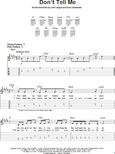 Don't Tell Me - Easy Guitar with TAB, New, Main