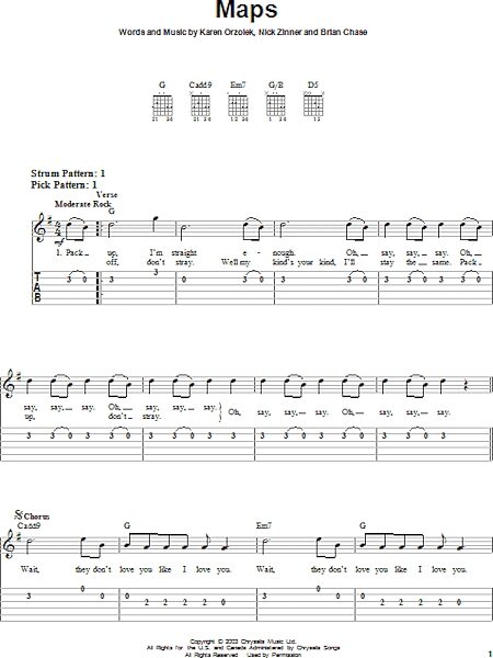 Maps - Easy Guitar with TAB, New, Main
