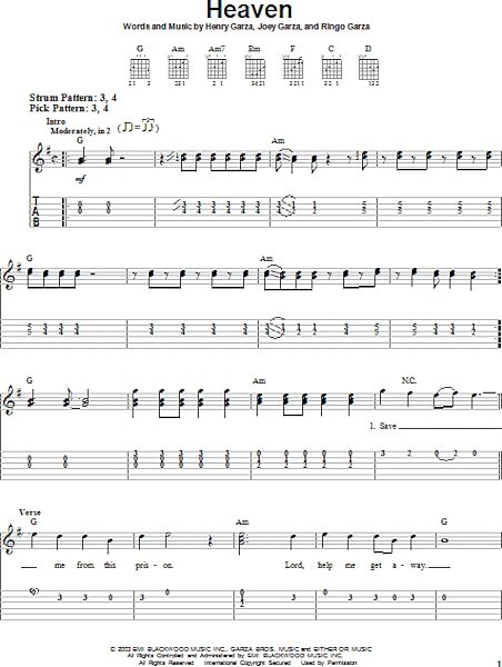 Heaven - Easy Guitar with TAB, New, Main