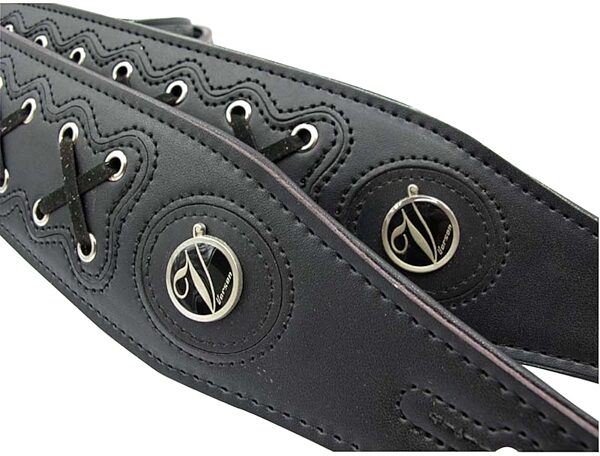 Vorson X Design Premium Leather Guitar Strap, Black, Black 1