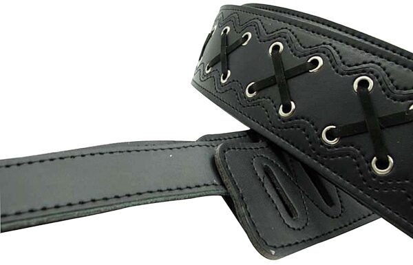 Vorson X Design Premium Leather Guitar Strap, Black, Black 2