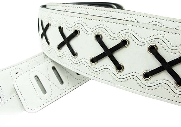 Vorson X Design Premium Leather Guitar Strap, White, White 1