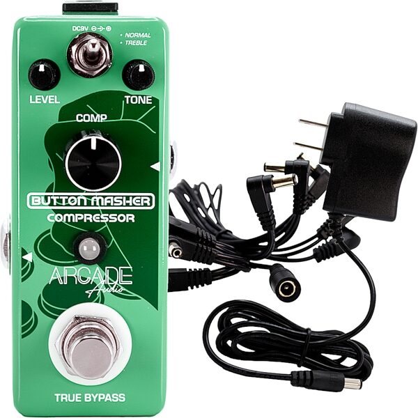 Arcade Audio Button Masher Compressor Pedal, With Daisy Chain and Power Adapter, pack