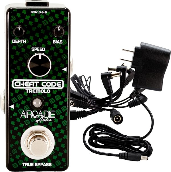 Arcade Audio Cheat Code Tremolo Pedal, With Daisy Chain and Power Supply, pack