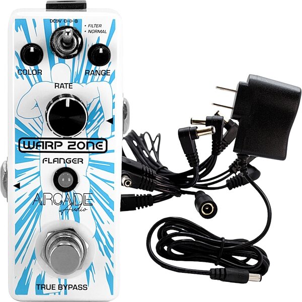 Arcade Audio Warp Zone Flanger Pedal, With Daisy Chain and Power Supply, pack