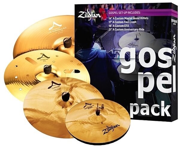 Zildjian A Custom Gospel Music Cymbal Pack, With Zildjian 22&quot; Gig Cymbal Bag, Main
