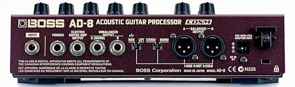 Boss AD-8 Acoustic Guitar Modeling Pedal, Rear