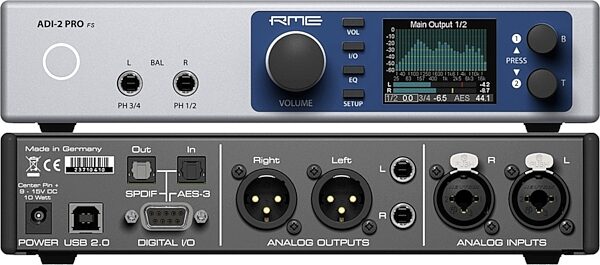RME ADI-2 Pro FS 2-Channel AD/DA Converter and USB Audio Interface, Front and Back