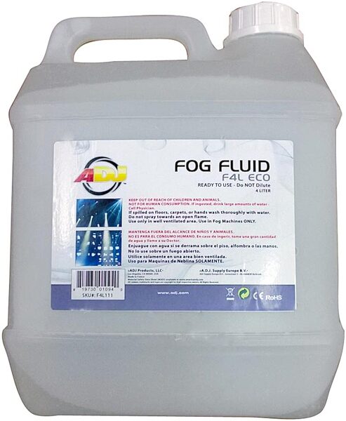 ADJ F4L Eco Fog Fluid, New, Action Position Back